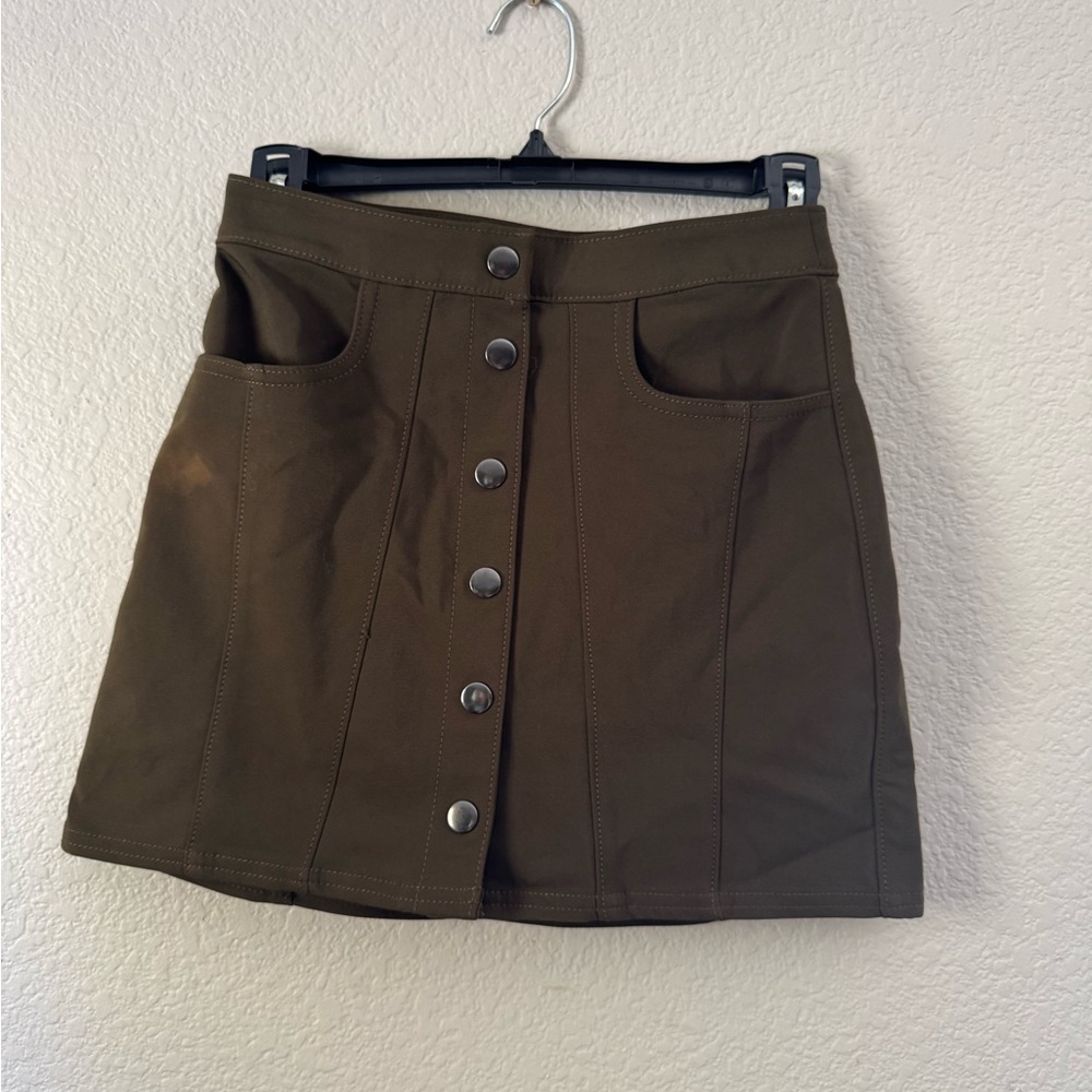 Express Button Down Green Skirt